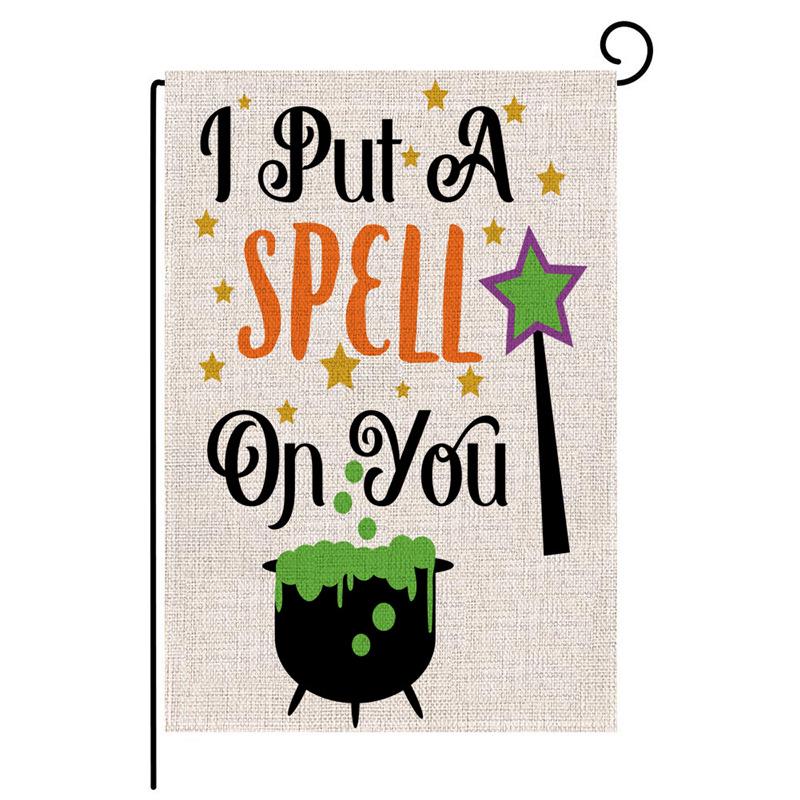 Double-Sided Halloween Polyester Linen Garden Flag: American Style Colorful