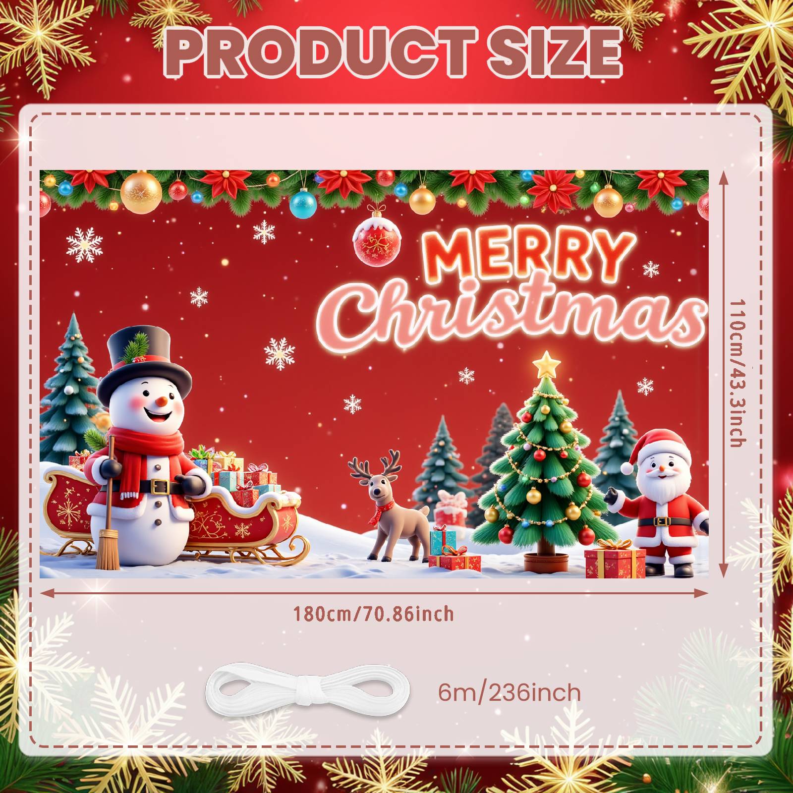 

Christmas Decoration Banner Red Background Festive Banner Merry Christmas Banner Snowman Design For Office Party Christmas Party