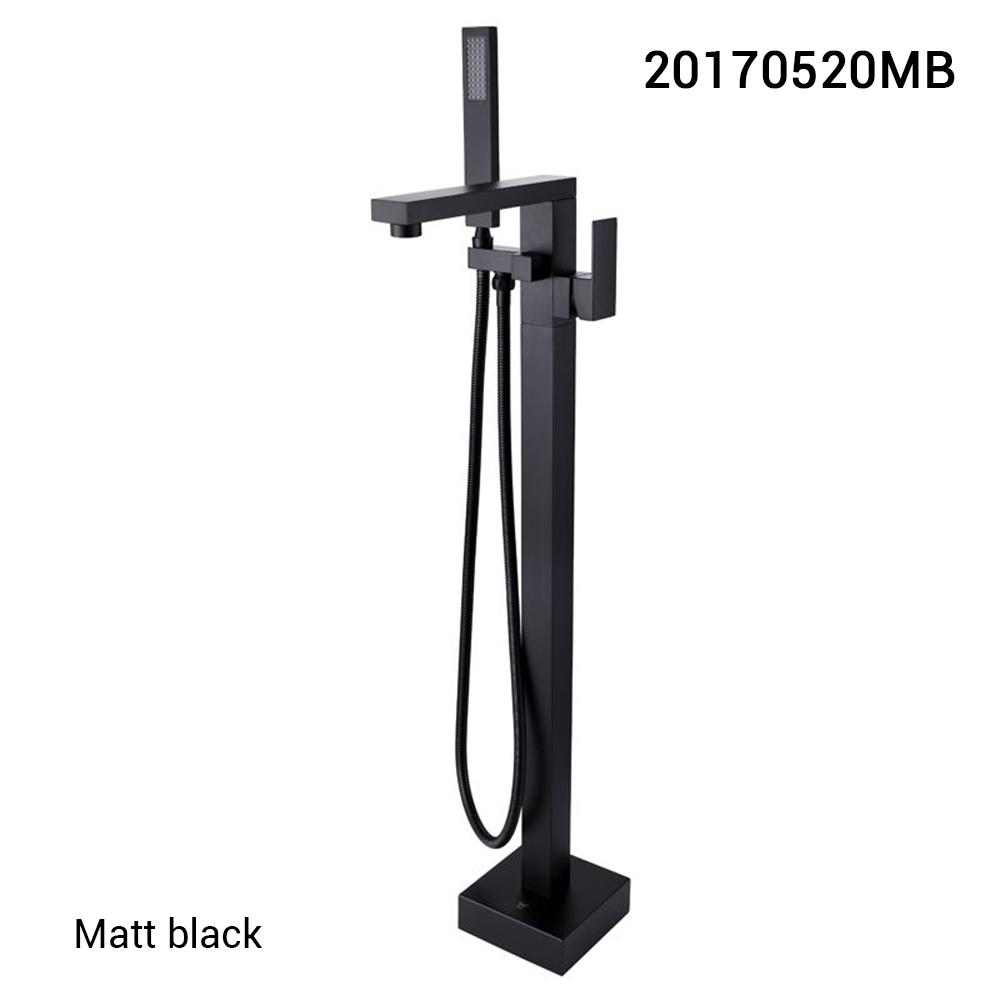 Freestanding Bath Bathtub Filler Faucet Mixer Tap Floor Mounted Matte Black Rose Gold Brushed Square Single Handle Spout Shower