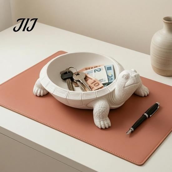 White Resin Animal Figurine 3D Printed Turtle Storage Tray, Decorative Jewelry Tray for Necklaces Rings, Creative Desktop Organizer Living Room