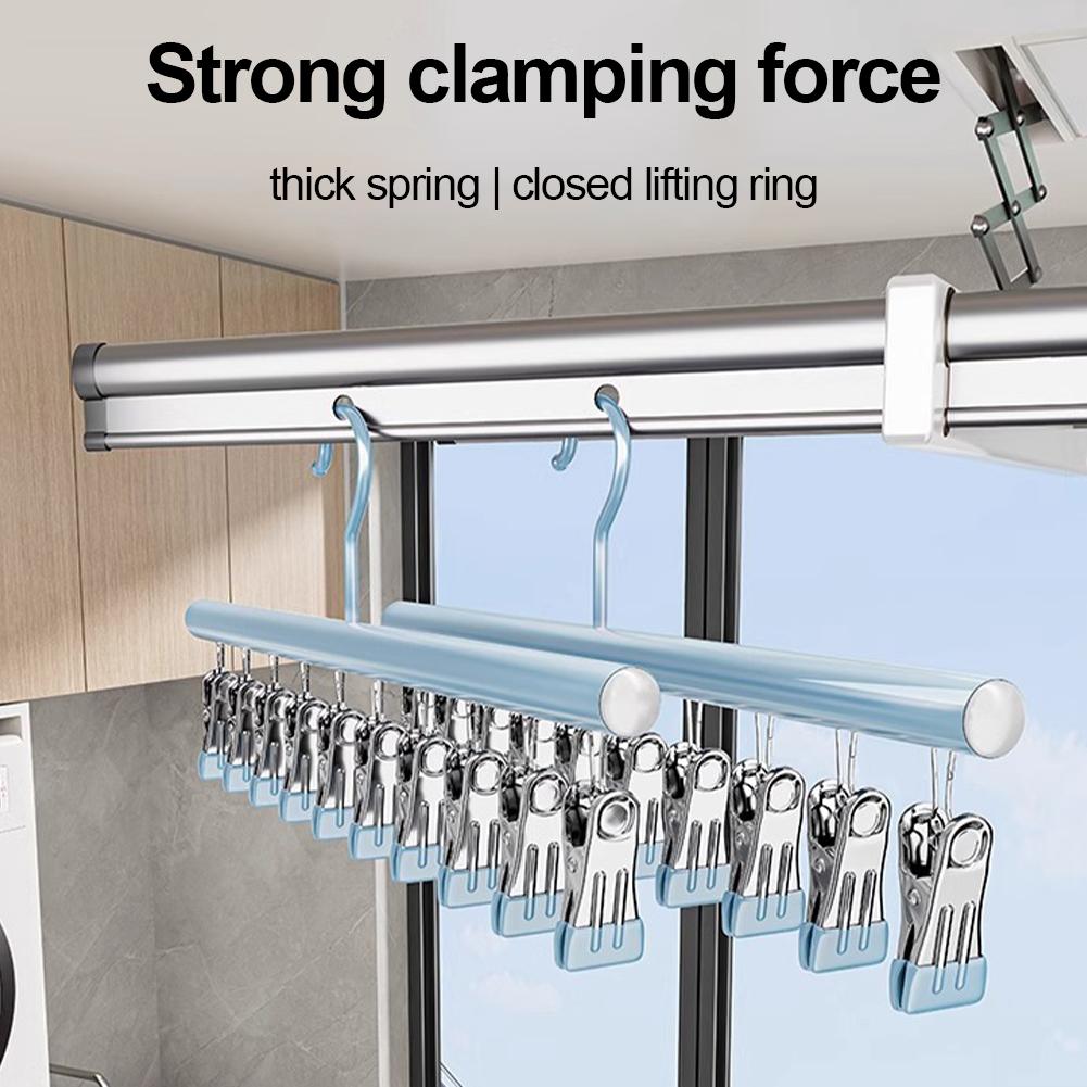Closet Organizer With 10 Clips Space Saving Hanging Metal Multi-Clip Hanger For Leggings Pants Skirts 360 Rotating Hat Rack