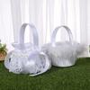 6 Style White Romantic Bowknot Burlap Wedding Ceremony Party Rose Flower Basket