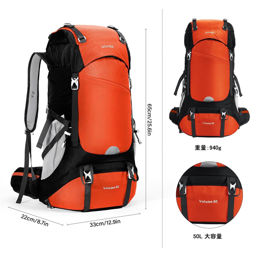 HOMIEE 50L Large Capacity Waterproof Hydration Backpack with Rain and Ideal for Cherry Blossom and Other Outdoor Perfect for Day and Cover,