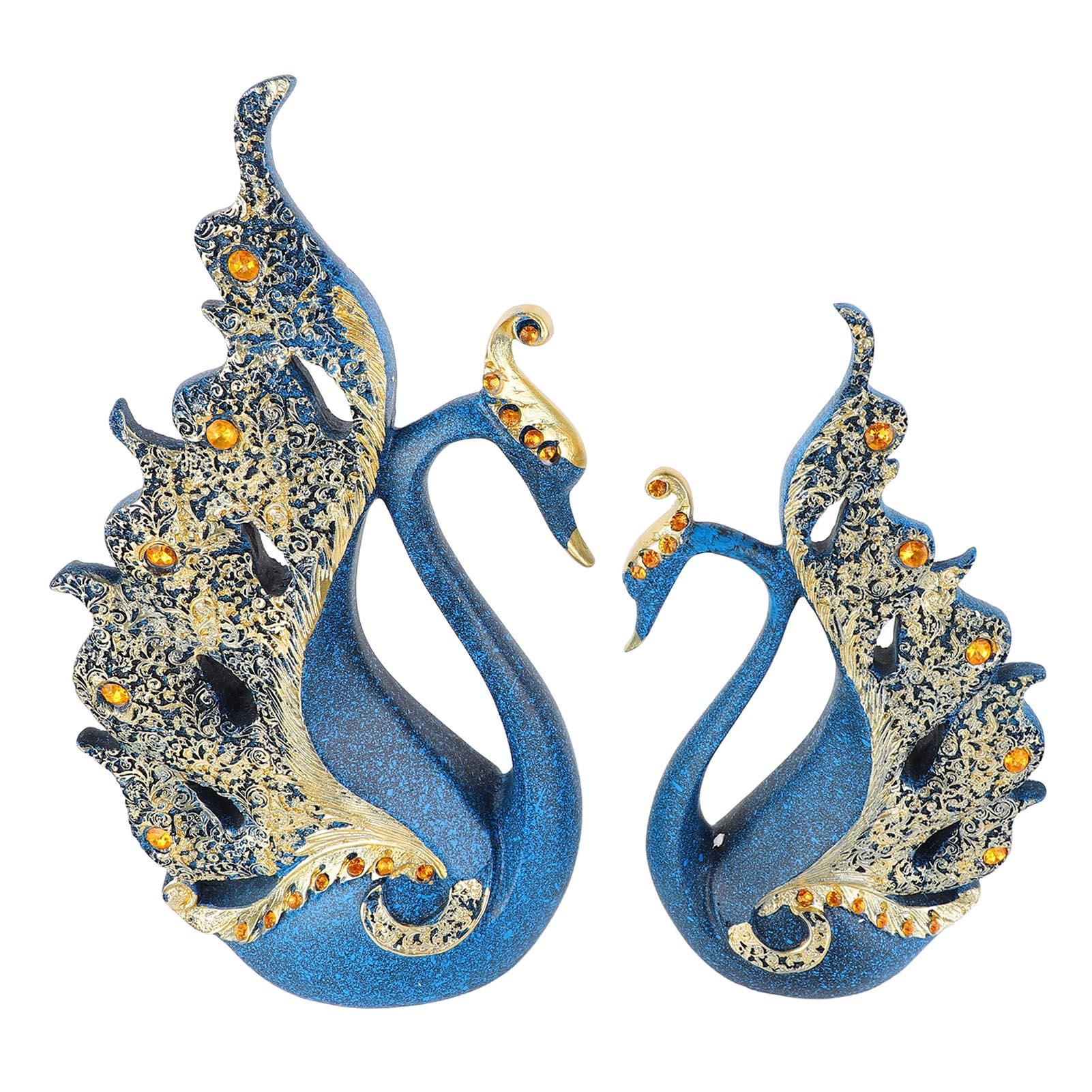 

Resin Couple Swan Ornaments Swan Couple Figurines Decorations for Living Room Wine Cabinet Wedding Gifts синий