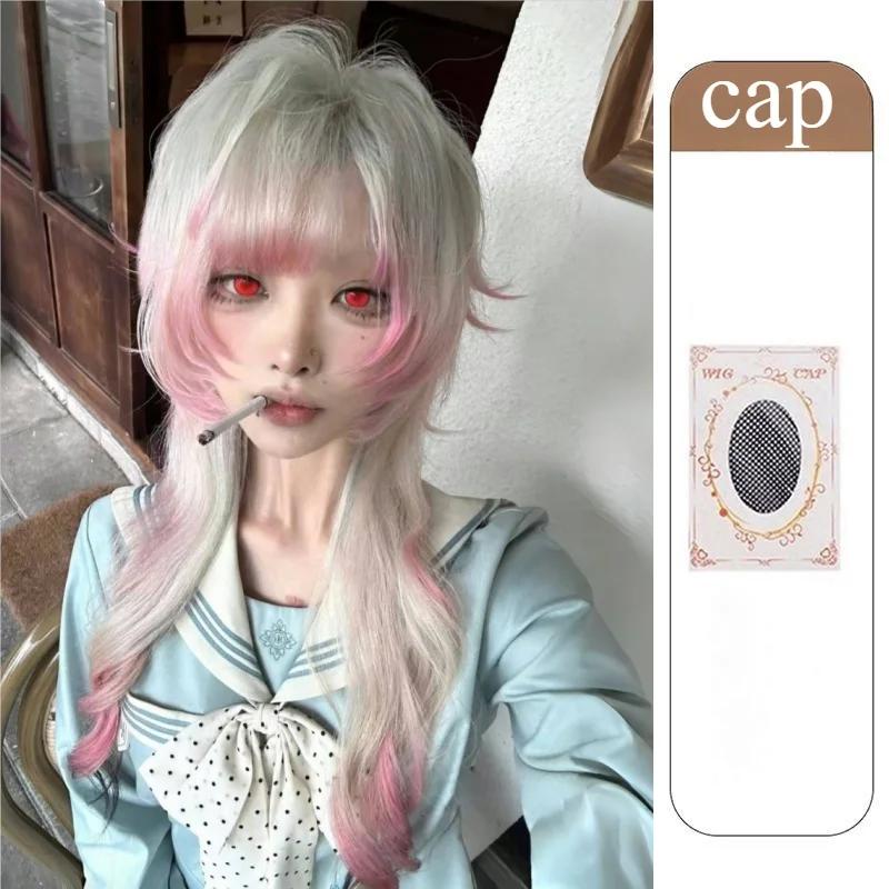 Ashely Wig Female Jellyfish Head Long Curly Hair Synthetic Wigs Fringe Layer Gradient Natural New Simulation Full Headband Wigs