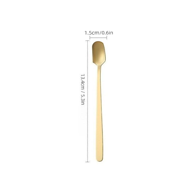 Stainless Steel Square Head Long Handle Spoon - Bar & Cocktail Mixing, Stirring for Coffee, Tea, Iced Drinks, Perfect for Mugs