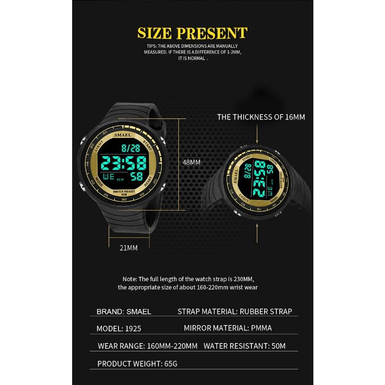 SMAEL Ceas electronic de agrement în aer liber pentru studenți, bărbați și femei, Ceas sport multifuncțional Ceas cu alarmă luminos