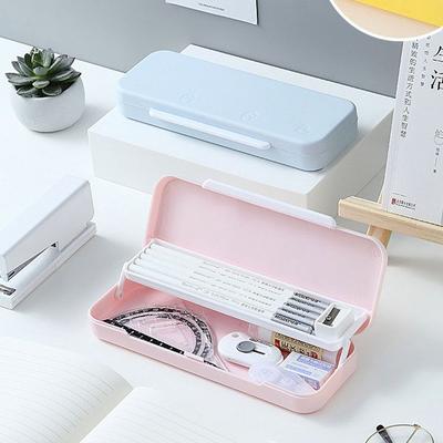 Supplies Large Capacity Double Layer Pencil Case Macaron Color Pencil Box Stationery Case Pen Case