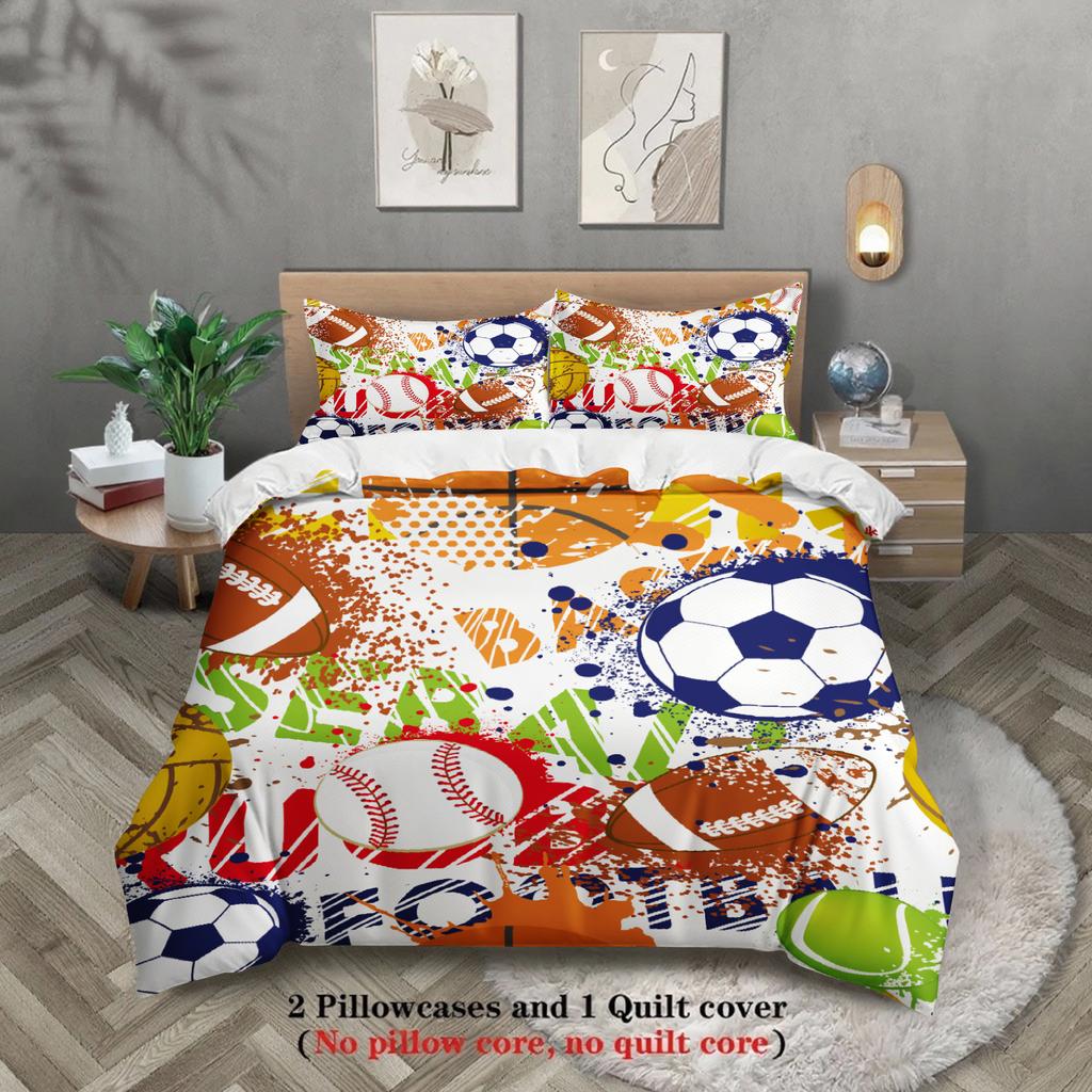 3pcs Beding Set Carton Fotbal 3D PrintED Brushed Comfortable Soft Duvet Cover King Quen Twin Single Sized Dimensions Bithday Gift Rom Decor