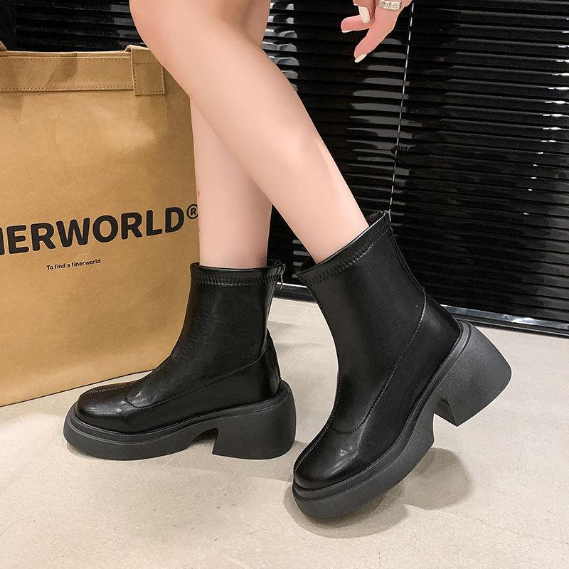 Thick-soled Fashion Small Short Boots Soft Leather Martin Boots Women's Autumn 2025 New Versatile High-end Casual Women's Boots