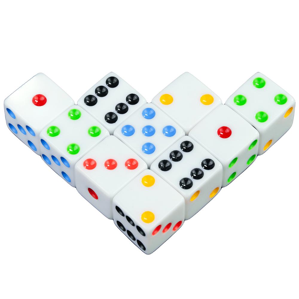 10pcs Acrylic Dice 16mm White Square Corner Dice for Board Games, Casino Games & Tabletop RPG or Teaching Math