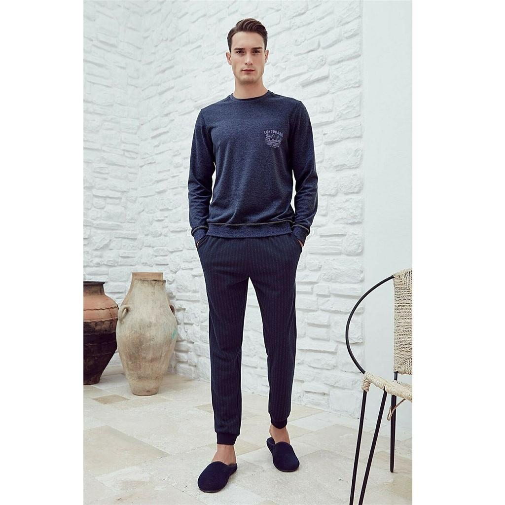 

Хлопковая мужская пижама с длинным рукавом Eros Zero Collar