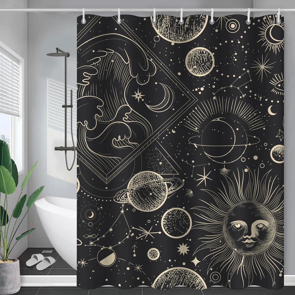 Constellation Fabric Shower Bath Curtain Blush Sun And Moon Phrase Modern Abstract Mysticism Waterproof Bathroom Accessories