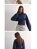2026 Women's Solid Color Cinched Waist Long Sleeve Top - Fashionable Round Neck, Wide Sleeve.