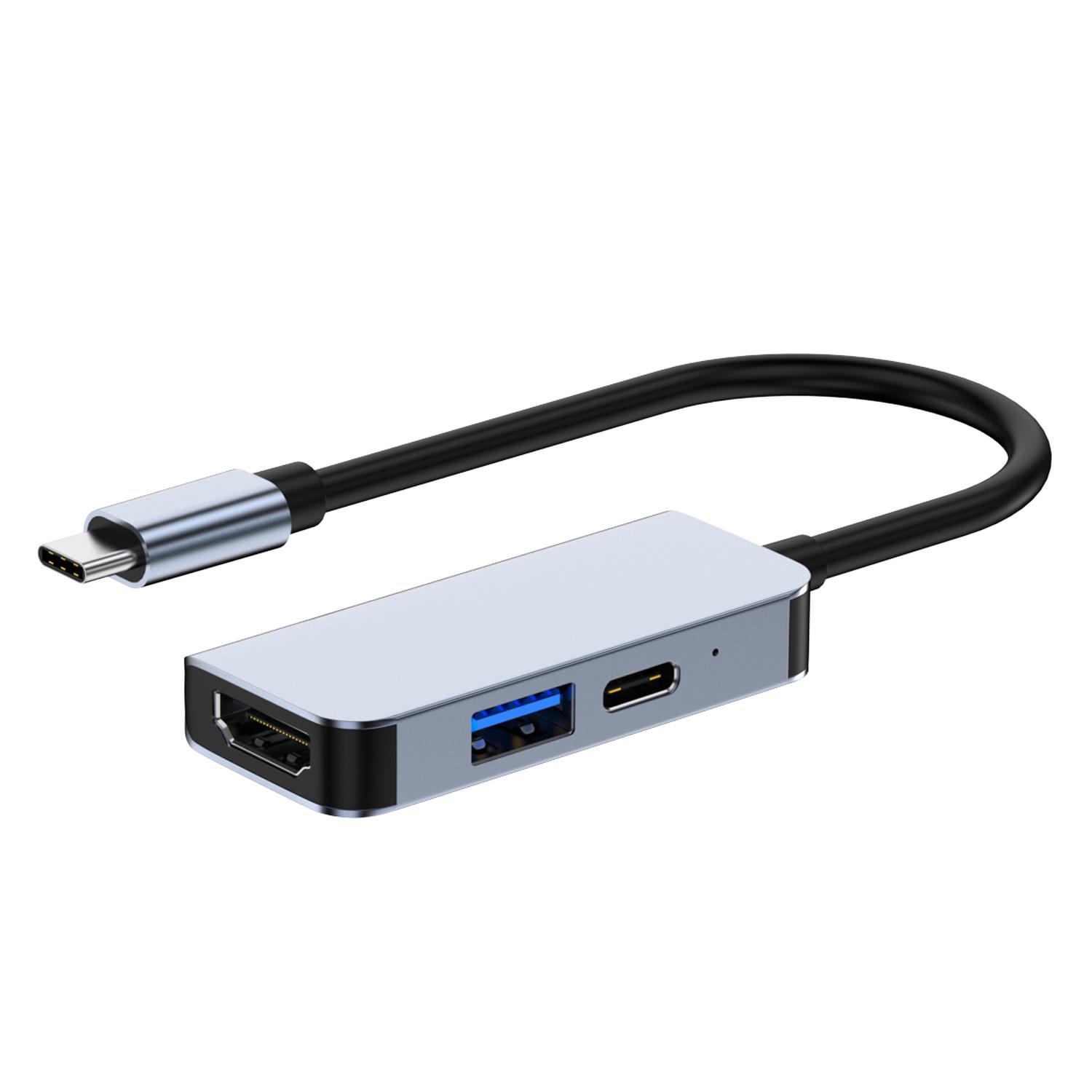

2122 Laptop Expansion Type-C to USB3.0+HD+PD Hub Splitter Multi-Functional Docking Station As Shown A