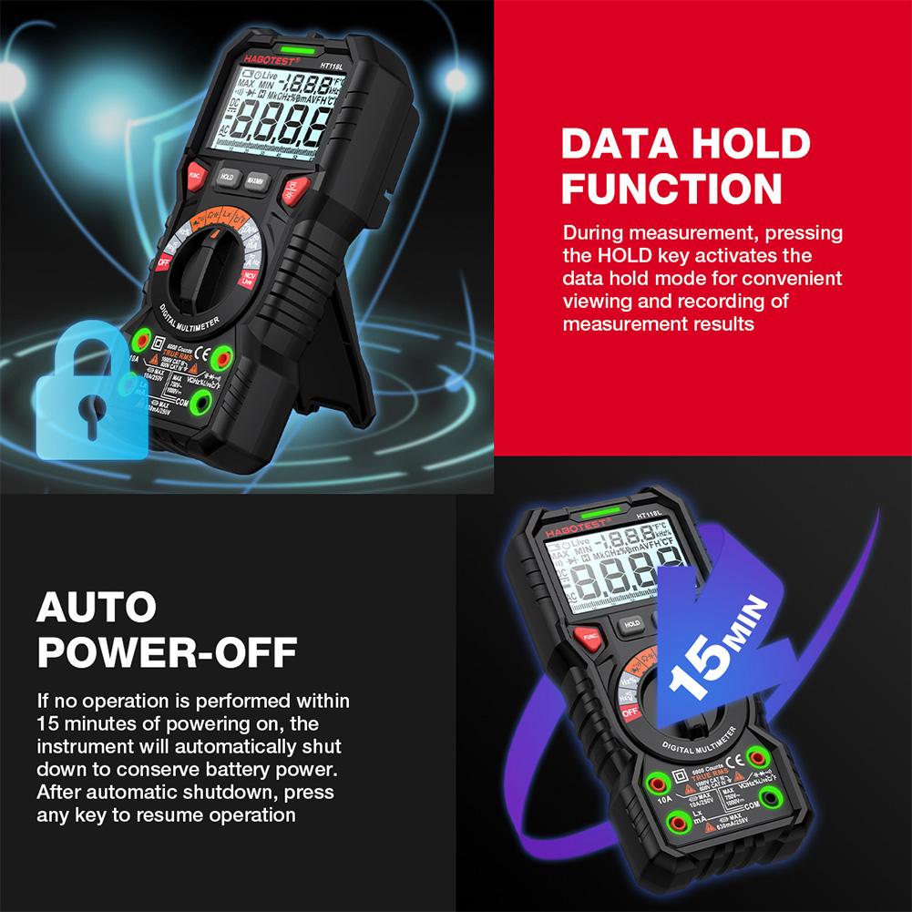 Digital Multimeter 6000 Counts DC/AC Ammeter Voltmeter Non Contact Voltage Detector LCD Voltage Current Tester Electrician Tools