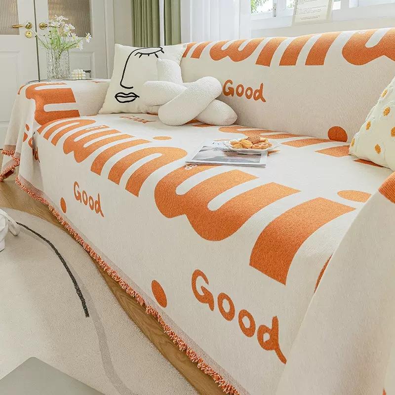 Nordic Throw Blankets for Sofa Bed, Plush Sofa Cover, Anti-cat Scratch Protection, Dust Cover, Single, Full, Four Season