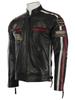 AVIATRIX Herren Leder Racing Biker Jacke (CXUS) - Schwarz