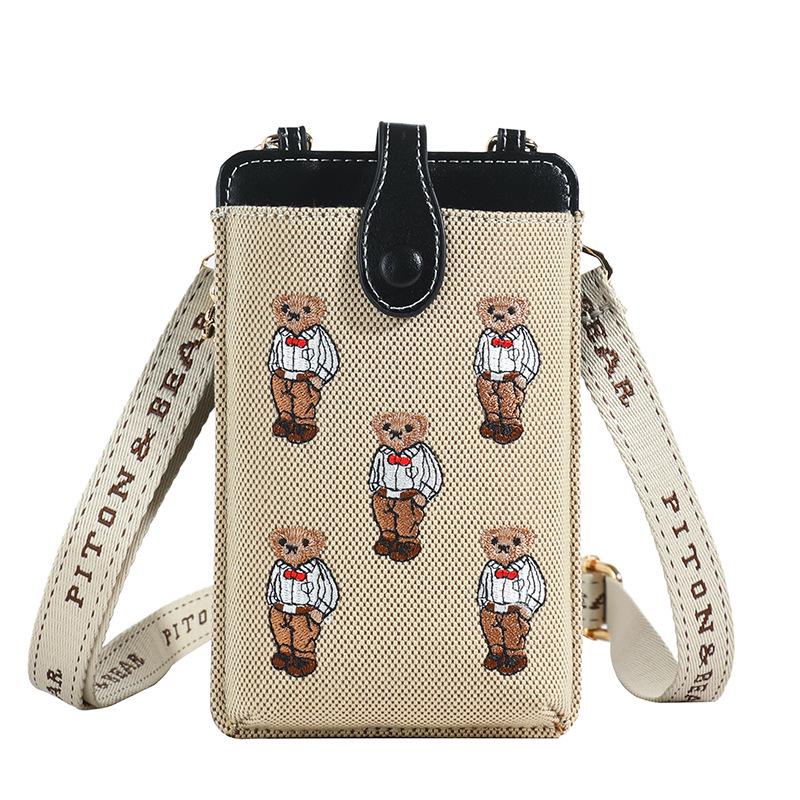 Damen Retro Farbblock Cartoon Umhängetasche für Lässige Mode, Passend für Handy