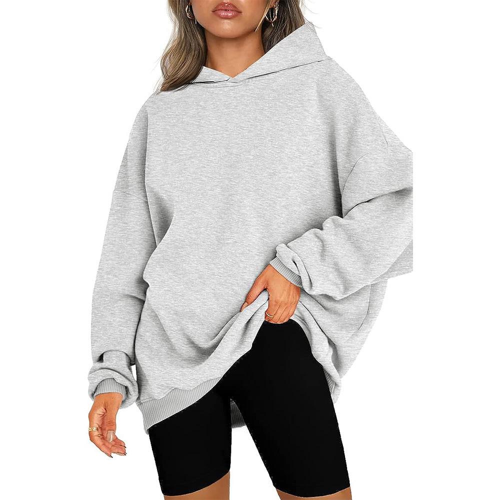 Women's Fashion Casual Solid Color Print Long Sleeve Hooded Hoodies & Sweatshirts