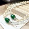 Vintage High-Quality High-Gloss Faux Crystal Pearl Sweater Chain Chalcedony Agate Necklace