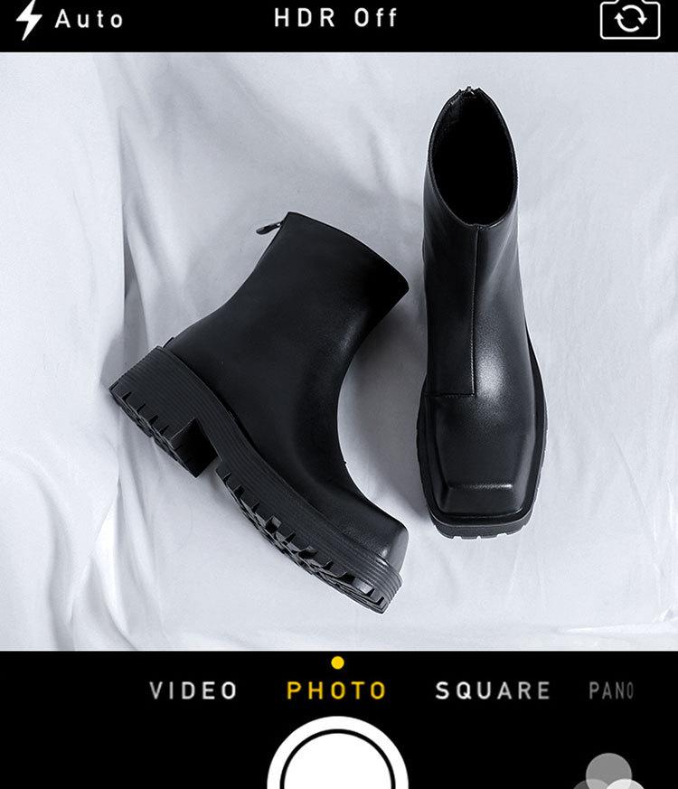 Pánské podzimní kotníkové boty s hranatou špičkou, vysokým svrškem, silnou podrážkou a zadním zipem 8118-R