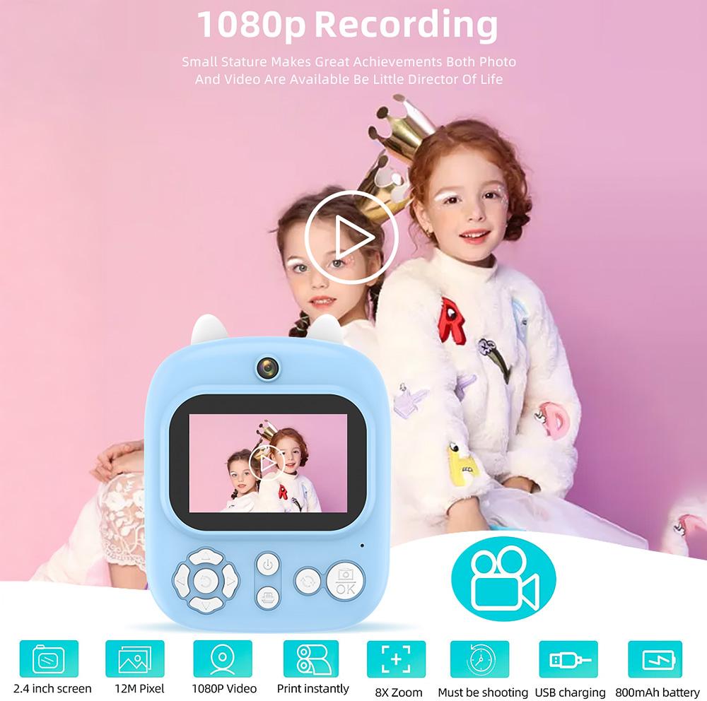 Sofortbildkamera für Kinder, Digitalkamera für Kinder, 1080P, digitale Videokamera, Doppelobjektiv, 2,4 Zoll, IPS
