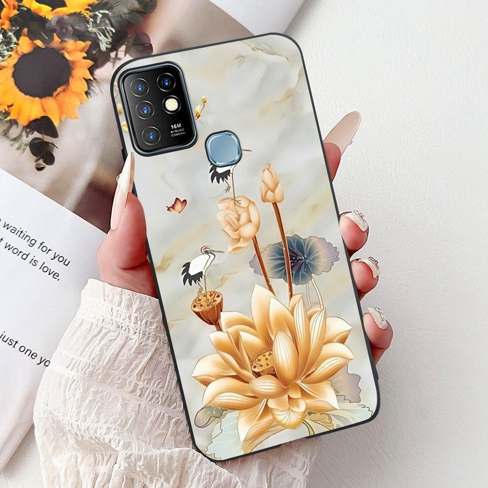 For Infinix Hot 10 Case Silicone Cute Cat Fashion Flowers Luxury Painted Back Cover For Inifnix Hot 10 Phone Case X682B X682C