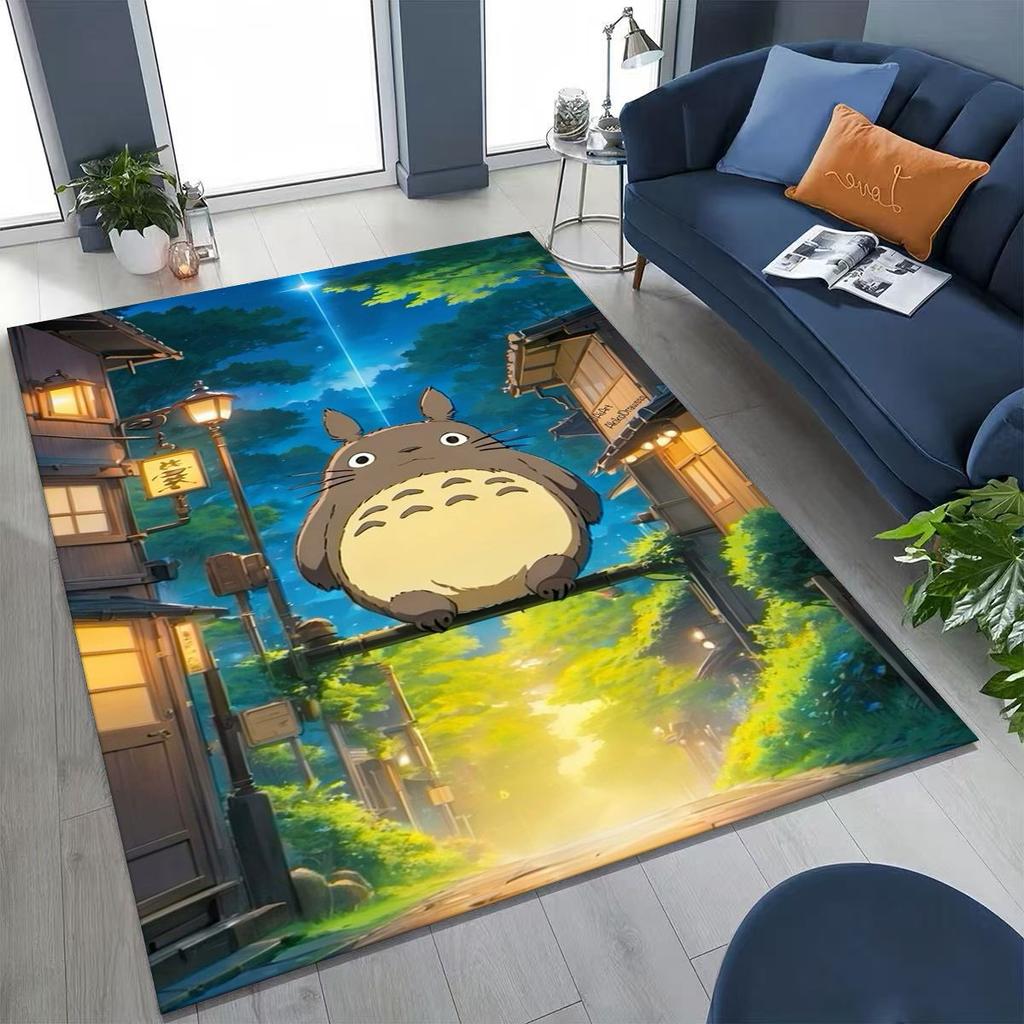 Kawaii T-Totoros Cartoon Art Carpet Rug for Bedroom Living Room Sofa Home Doormat Decor,Large Kids play Non-slip Floor Mat