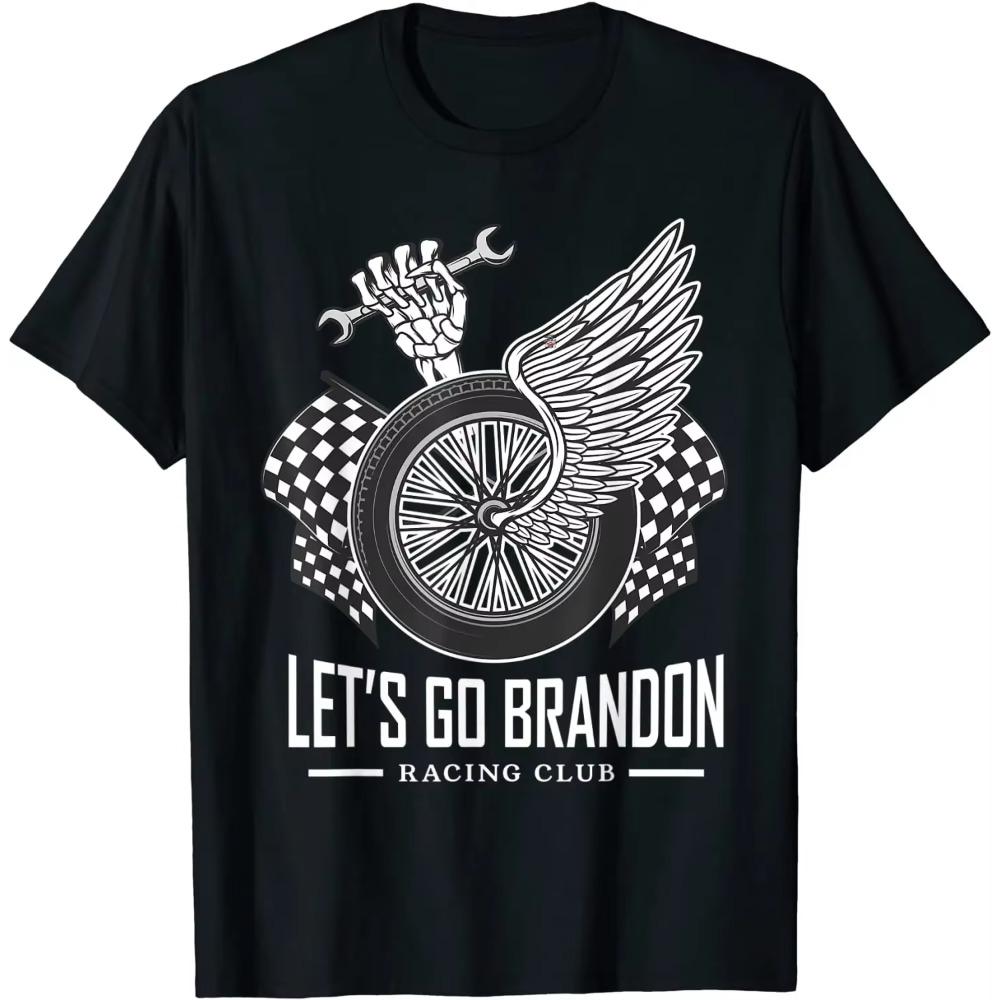 

Футболка Let s Go Brandon Cool Racing Motor Funny Conservative Gift. Хлопковая мужская футболка премиум-класса с коротким рукавом и круглым вырезом, новинка S-3XL XXXXXL чёрный