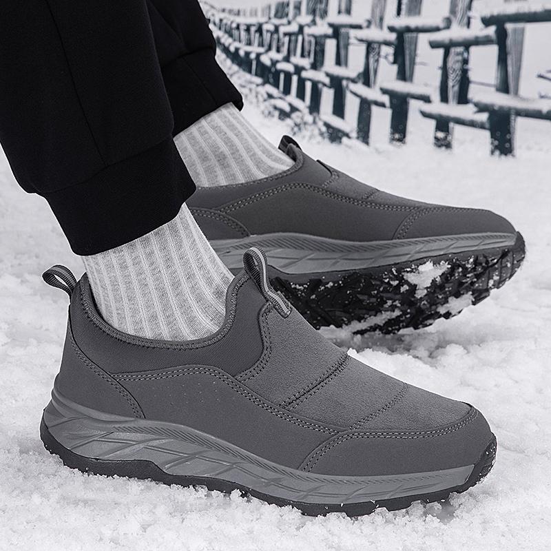 Plush Slip-on Cotton Shoes Warm Loafers Men Women Winter Outdoor Walking Hiking Sports Shoes Anti-slip Flat Shoes