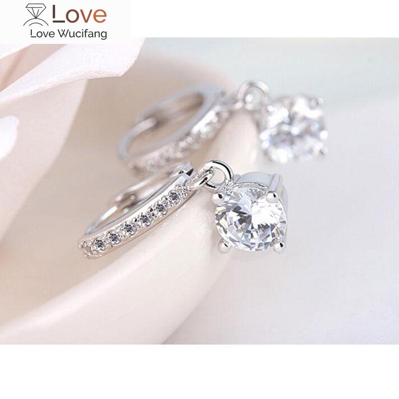 925 Sterling Silver Earrings Mosaic Cz Four Claws Zircon Drop Earrings For Women Oorbellen Brincos Pendientes S -E401
