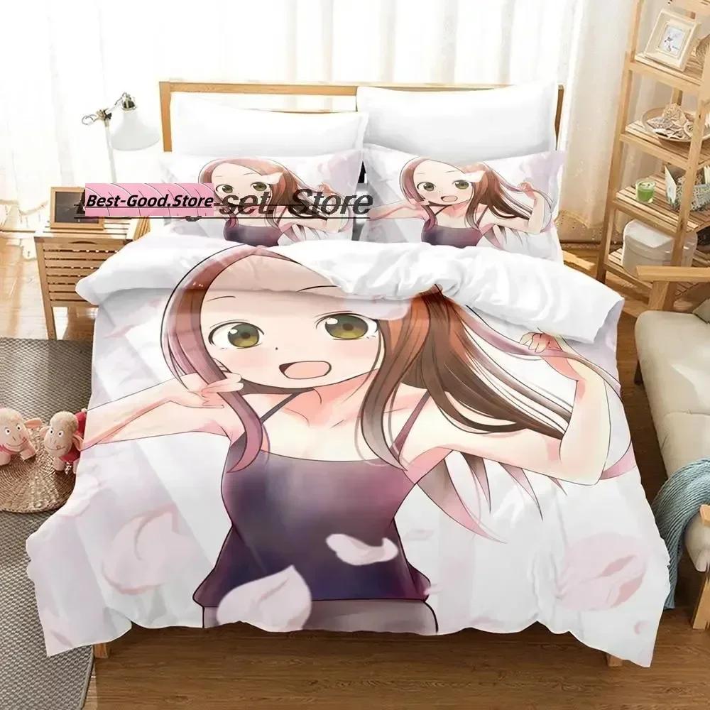 3D Teasing Master Takagi-San Bedding Set Printed Duvet Cover Pillowcase Single Double Queen Super King Size Sets