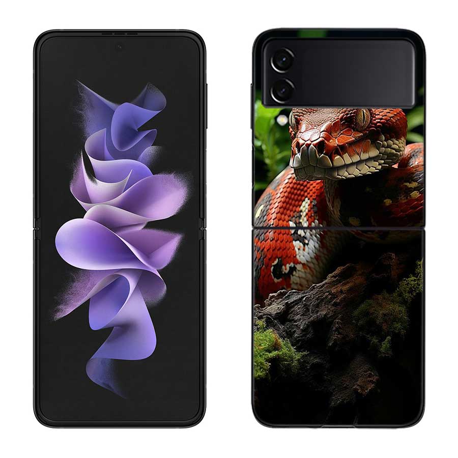 

Forest Vipers And Pythons Phone Case For Samsung Z Flip 7 6 5G Galaxy Z Flip 5 4 3 Black Hard Cell Cover Luxury PC Shell Coque Samsung Z Flip 5 5G