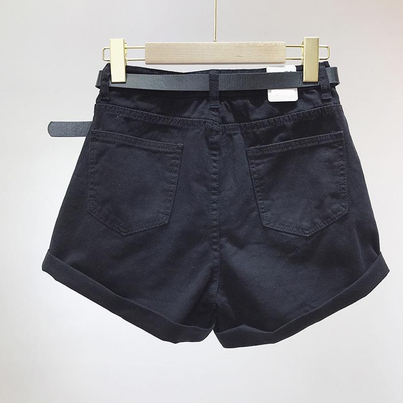 Women's High-Waisted Korean Style Denim Shorts with Rolled Hem
