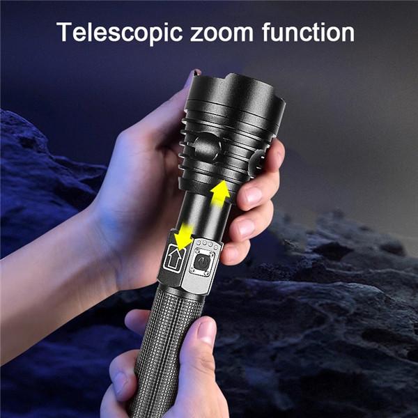 Outdoor Waterproof Led Flashlight Powerful Rechargeable Flashlight 26650 Bright Light Lamp Camping Hand Light USB Flash Lamp