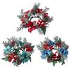 Artificial Pinecone Candlestick Wreaths Farmhouse Candlestick Wreath with Red Berries Leaf Door Wall Christmas Ornament