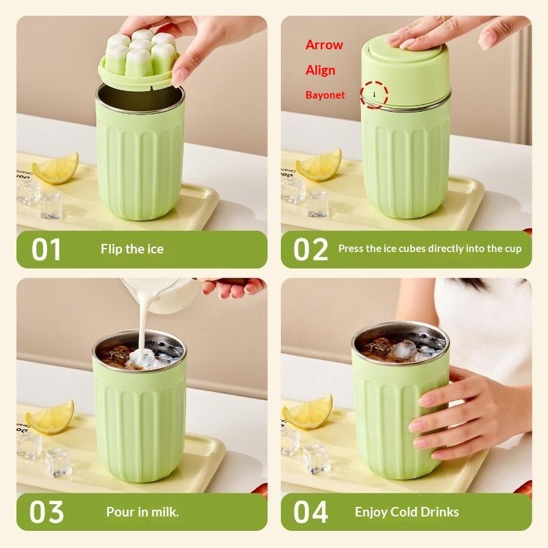 One Click Press To Defrost 304 Ice Making Cup, Ice Tray Beverage, Soda Ice Tray, Outdoor Fitness Cooling Coffee Cup