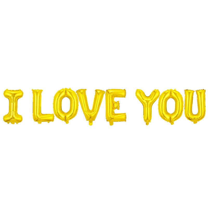 

16 Inch I Love You Letter Set Aluminum Film Balloon Valentine S Day Decoration Wedding Room Confession Balloon Gold ILOVEYOU