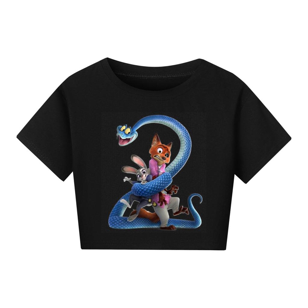 Fashionable Round Neck Short Sleeve Work Clothes Printed Tops For KID Summer Tops