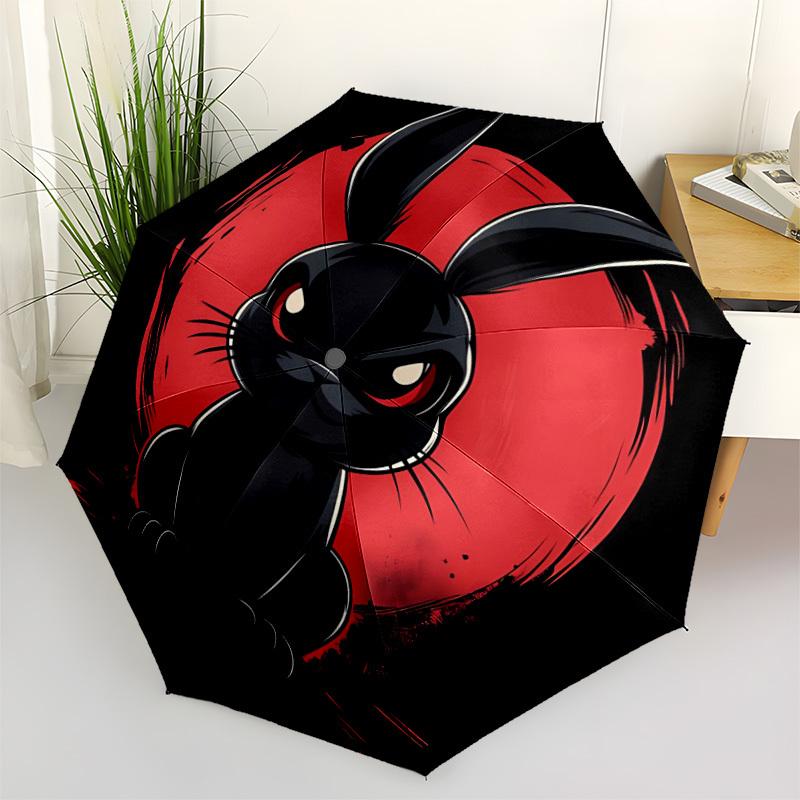 

1pc Black Bunny Automatic Open/Close Folding Umbrella - Compact 8-Rib Design, Daily Use, Perfect Gift for Friends & Family yy260327096