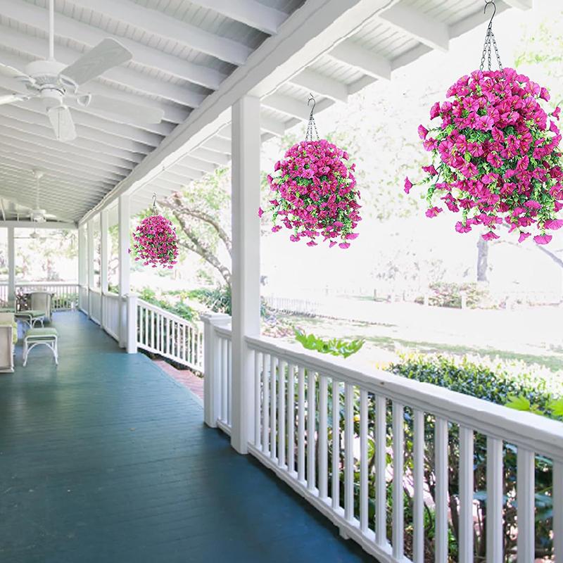 Uv-Resistant Artificial Morning Glory & Eucalyptus Hanging Decor - Perfect For Home, Garden, Weddings | Versatile Outdoor