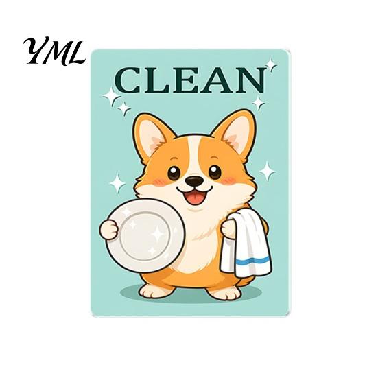 Easy Flip Dishwasher Indicator Clean Dirty Magnet, Acrylic Cartoon Animal Sign, Magnet Double-Sided & for Kitchen Decoration Magnetic