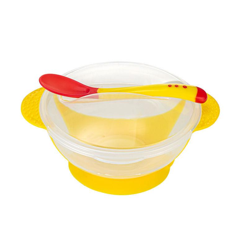 Baby Suction Cup Bowl With Temperature ,sensitive Spoon Set Baby Children's Tableware Baby Bowl Set