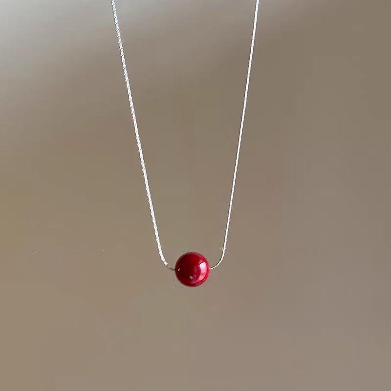 Ankola red beads stacked collarbone chain fashionable white beaded accessories