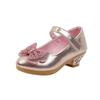 Girl's High Heel Shoes Elegant Bowtie Kids Causal Princess Ballet Shoes Fashion Versatile Children's Leather Shoes Non-slip Soft