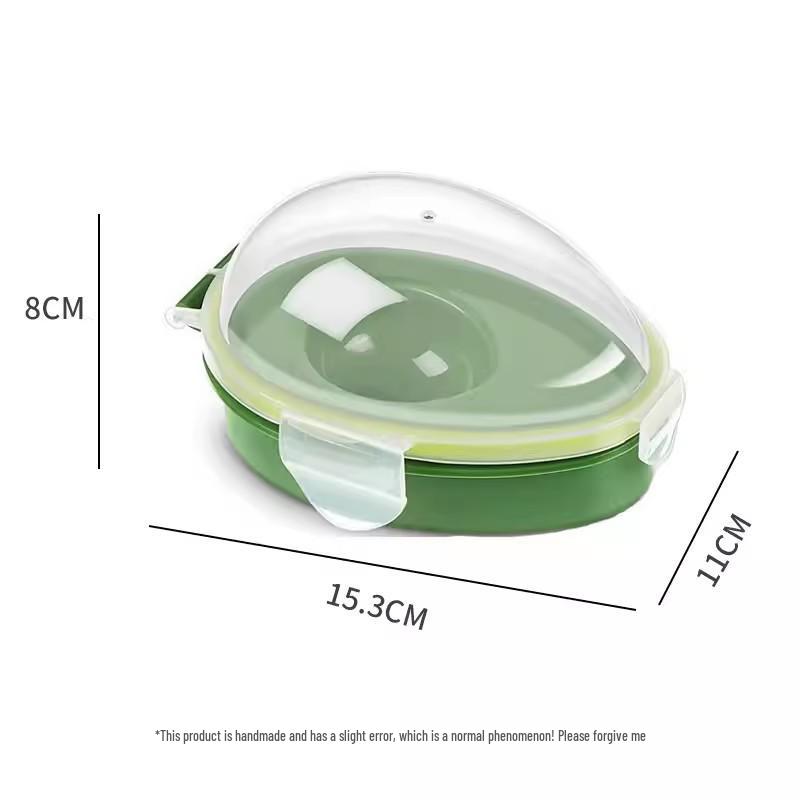 

Портативный контейнер для хранения авокадо из пищевого пластика с прозрачной крышкой зелёный