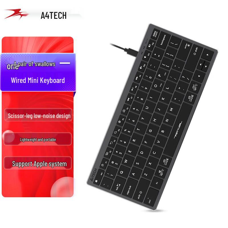 A4TECH FX51 Wired Silent 78-Key Scissor-Switch Mini Keyboard