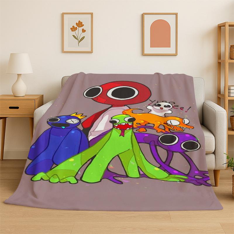 

3D R-Rainbows Friends Cartoon Game Flannel Blanket Soft Warm Throw Blanket for Bedroom Living Room Bed Travel Camping Picnic 75x90cm