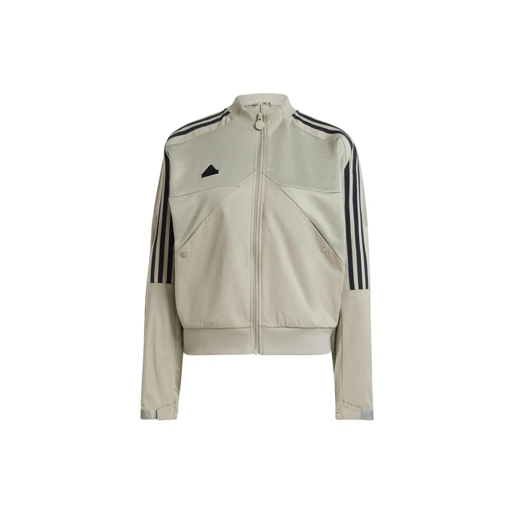 Adidas Tiro Material Mix Track Jacket With Stand-Up Collar And Long Sleeves Women Jacket Pebble-Grey IS4578